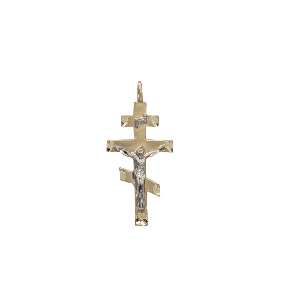 Two Tone Orthodox Cross Pendant (14K)