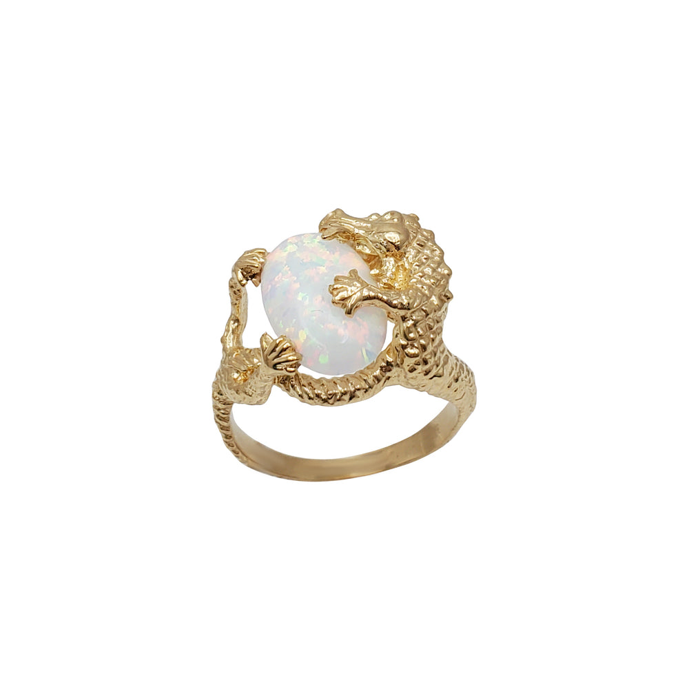 Yellow Gold Opal Dragon Ring (14K)