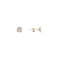 Round Zirconia Solitaire Bezel Stud Earrings (14K)