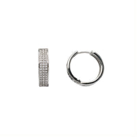 Zirconia Triple Row Huggie Earrings (Silver)