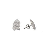 Zirconia Praying Hand Stud Earrings (Silver)