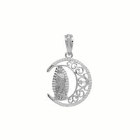 Iced-Out Moon and Guadalupe Pendant (Silver)