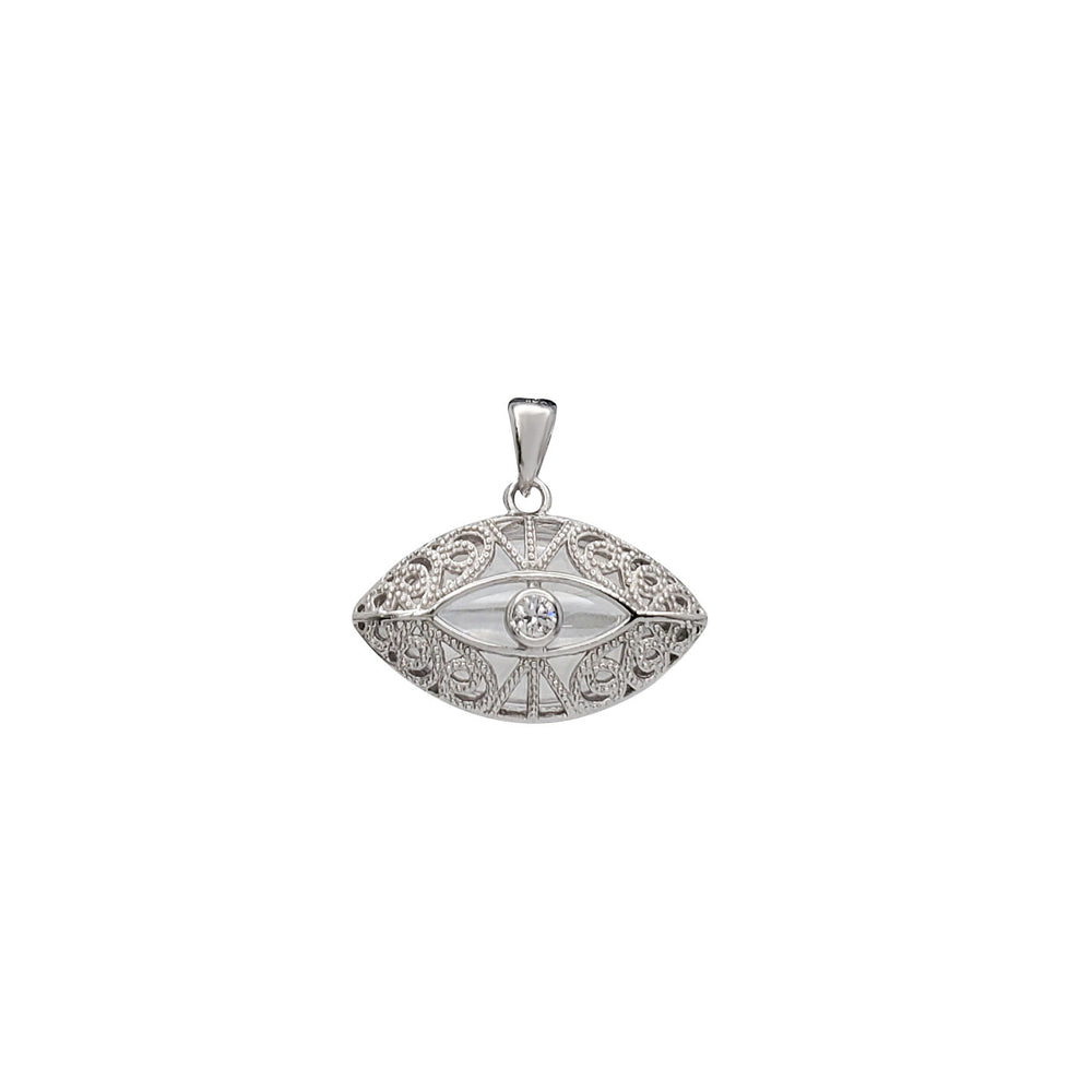 Textured CZ Evil Eyes Pendant (Silver)