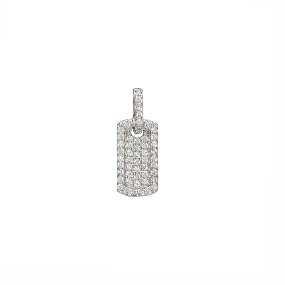 Iced-Out Dogtag Pendant (Silver)