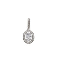 Iced-Out Oval Halo Pendant (Silver)