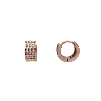 Three Row Zirconia Huggie Earring (Silver)