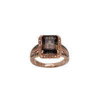 Diamond Emerald Cut Smoky Topaz Ring (14K)