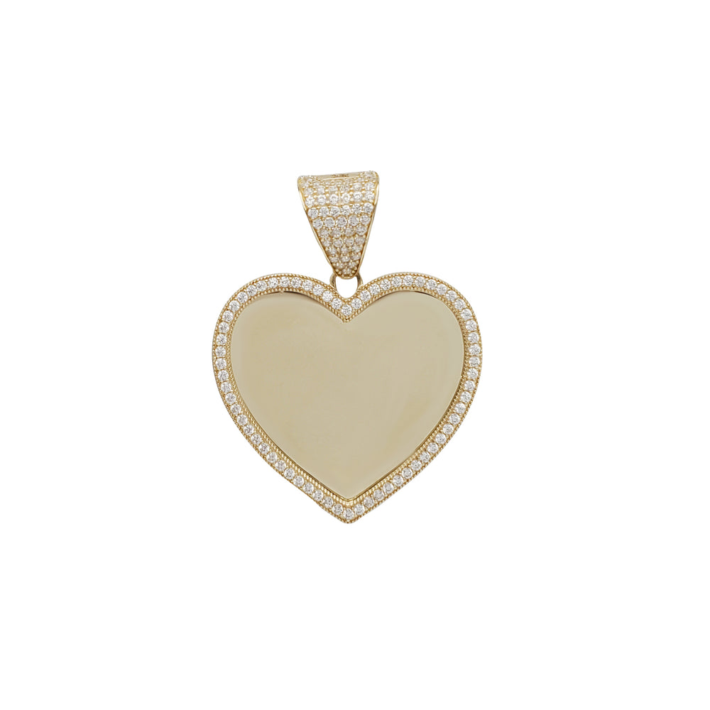 Iced-Out Heart Memorial Picture Pendant (14K)