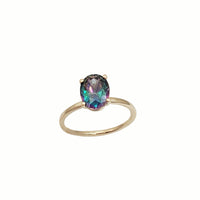 Oval Mystic Topaz Solitaire Ring (14K)