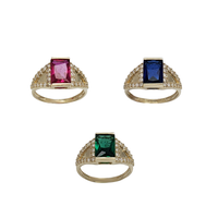 Baby-Sized/ Pinky Emerald Cut Birthstones Ring (14K)