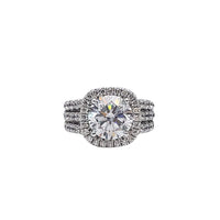 Zirconia Round Halo Engagement Ring (Silver)