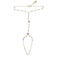 Tricolor Diamond Cut Ball Hand Chain/Finger Bracelet (14K)