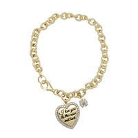 Zirconia Heart Lady Rolo Bracelet (Yellow Silver)