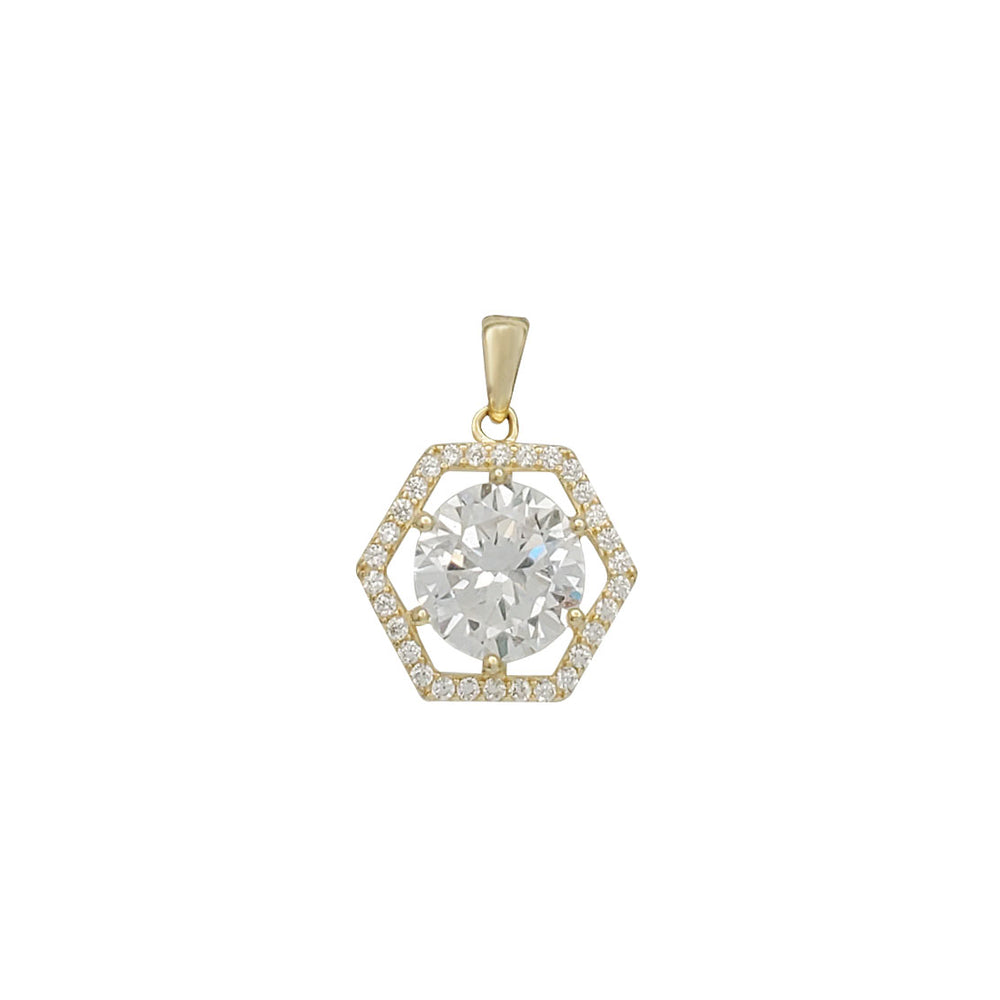 Hexagon Zirconia Fancy Pendant (Yellow Silver)