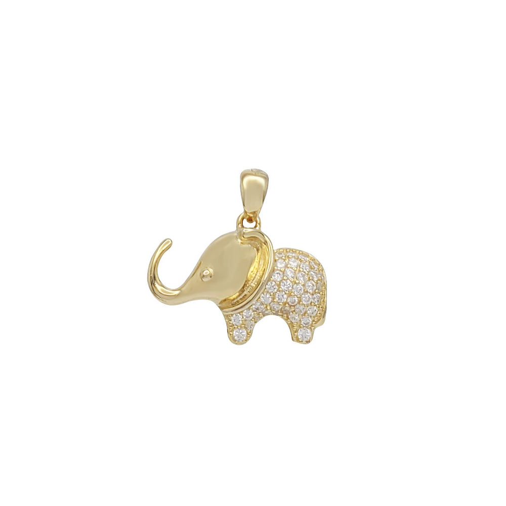 Zirconia Elephant Pendant (Yellow Silver)