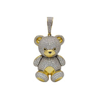 Iced-Out Teddy Bear Pendant (Yellow Silver)