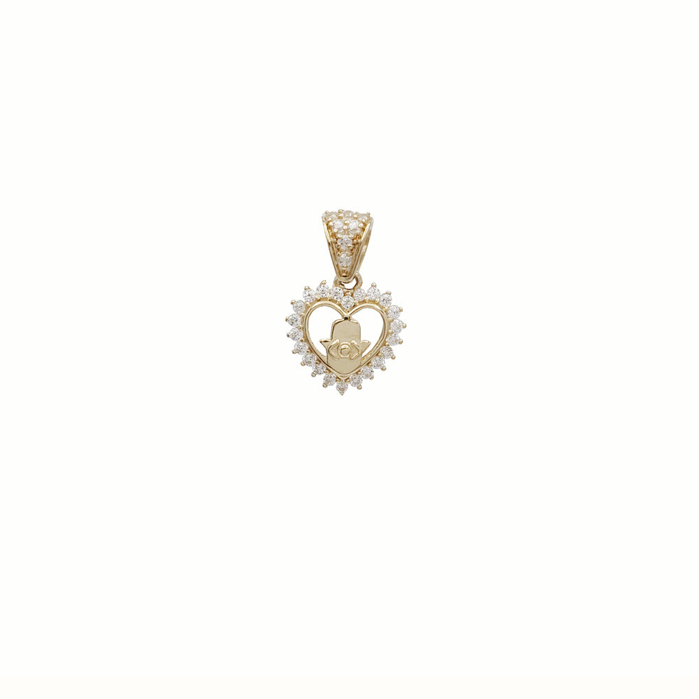 Love Heart Hamsa Pendant (14K).