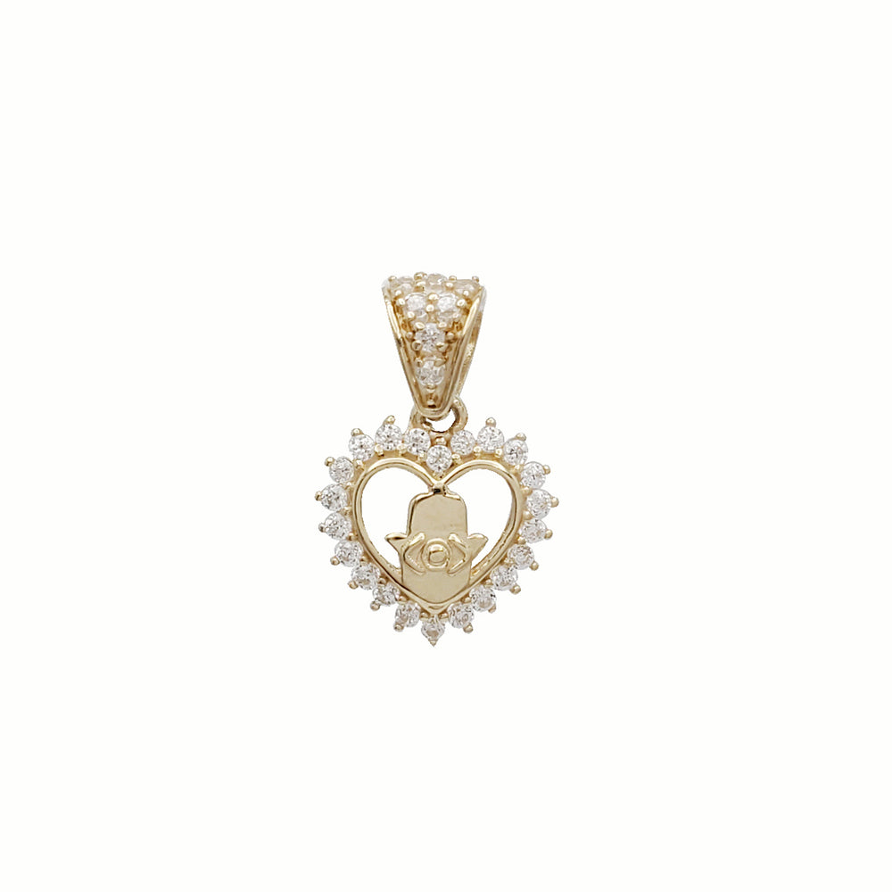 Love Heart Hamsa Pendant (14K)
