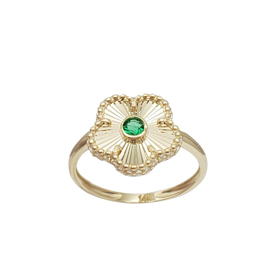 Zirconia Diamond Cut Flower Ring (14K)