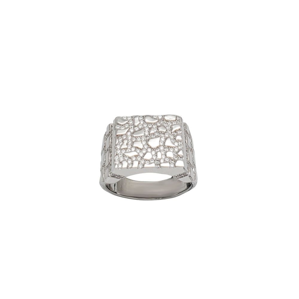 Iced Out Nuggets Ring (Silver)