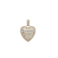 Zirconia Iced-Out Baguette Heart Pendant (14K)