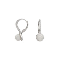 Zirconia Pearl Dangle Earrings (Silver)
