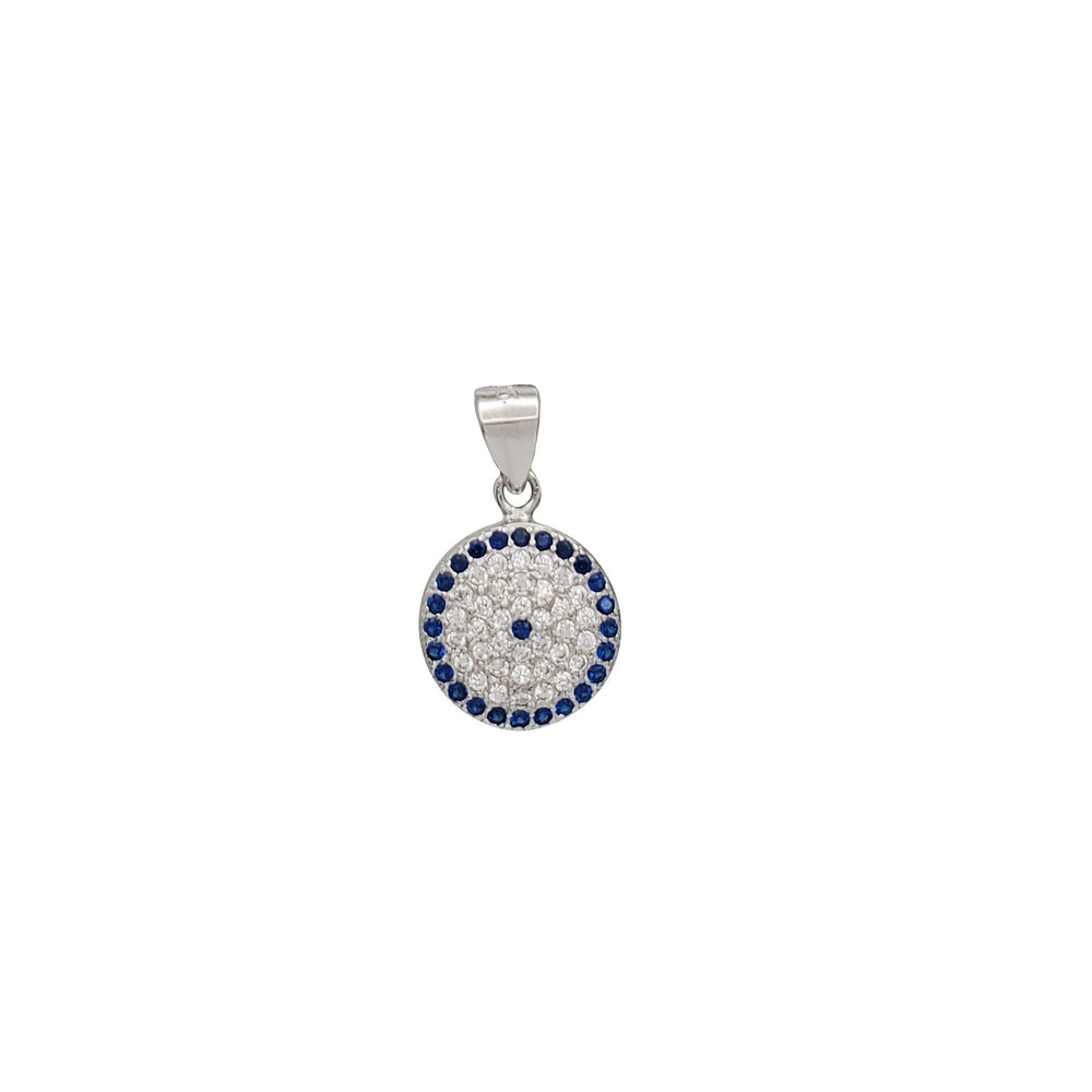 Iced Out Zirconia Evil Eyes Pendant (Silver)