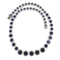 Graduated Blue Zirconia Flower Fancy Necklace (Silver)