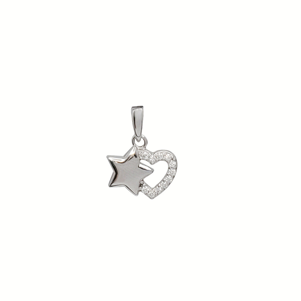 Star & Heart CZ Pendant (Silver)