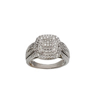 Diamond Pave Halo Cushion Cut Engagement Ring (10K)