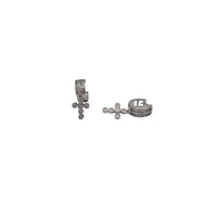 Zirconia Cross Huggie Dangling Earrings (Silver)
