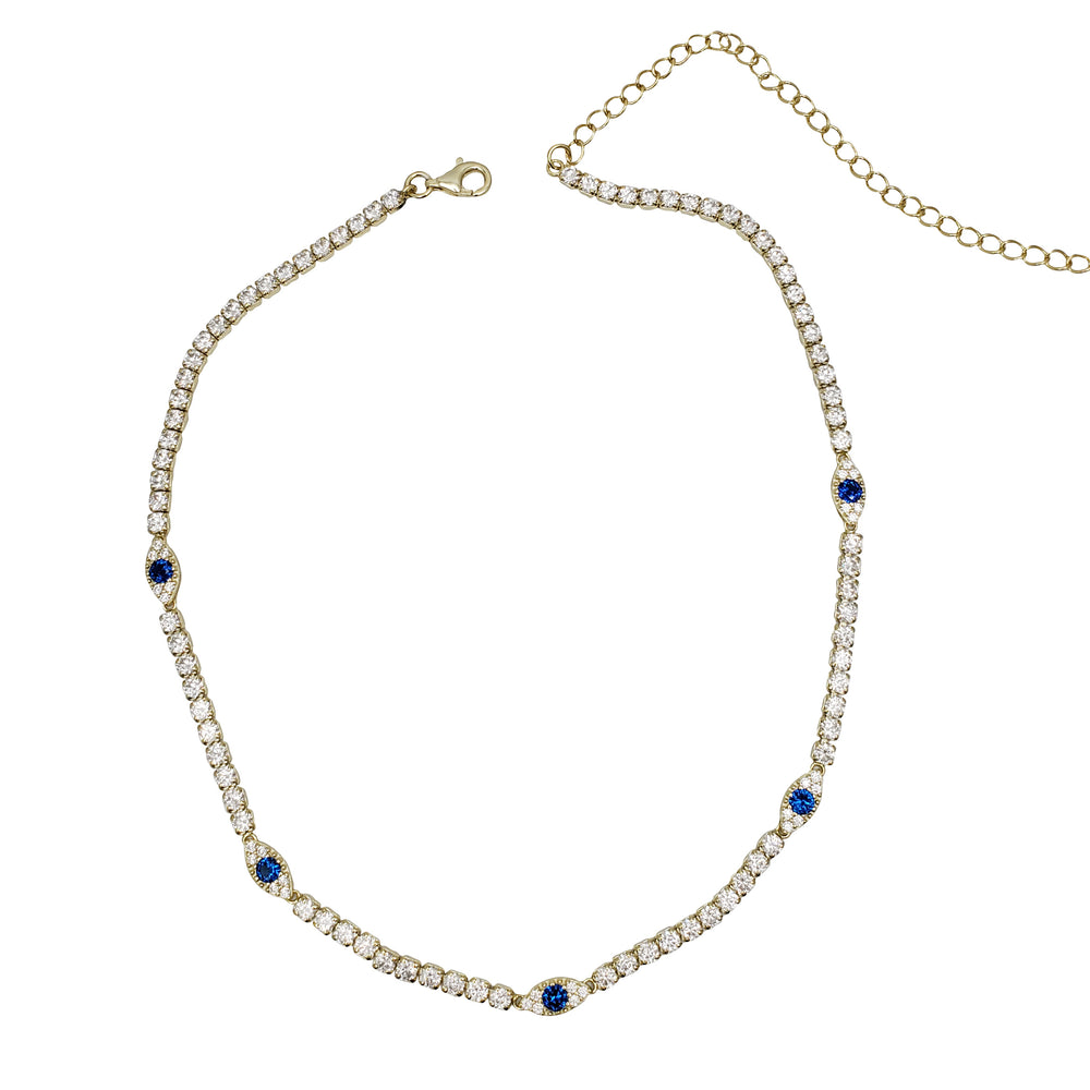 Zirconia Evil Eyes Ankle Bracelet (Yellow Silver)