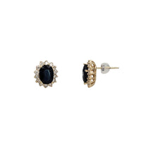 Diamond Sapphire Flower Stud Earrings (14K)