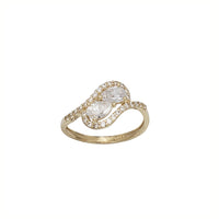 Double Pear Shape Zirconia Fancy Ring (14K)