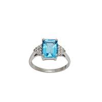 Emerald Cut Blue Topaz Diamond Ring (14K)