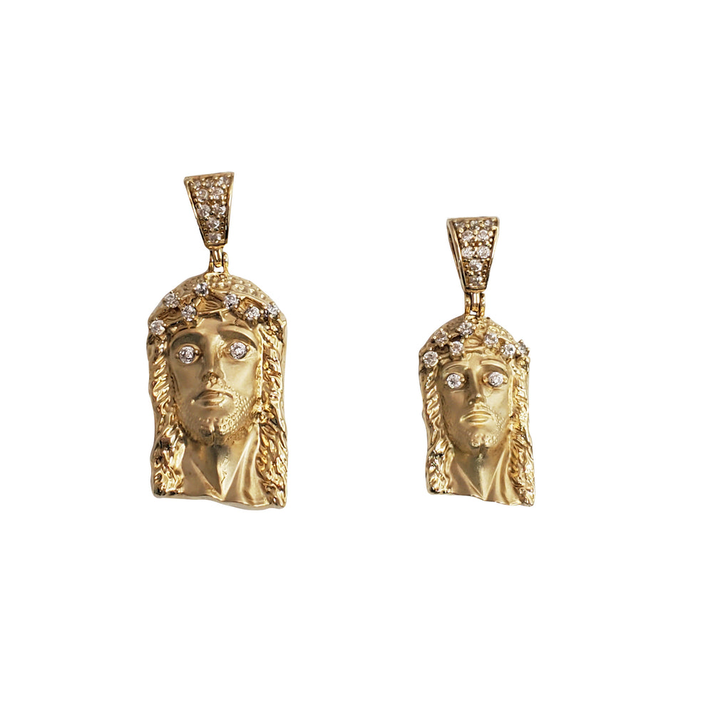 Zirconia Jesus Head Pendant (14K)
