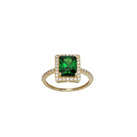 Zirconia Green Emerald Halo Lady Ring (14K)