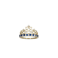 Blue Birthstone Heart Crown Cz Ring (14K)