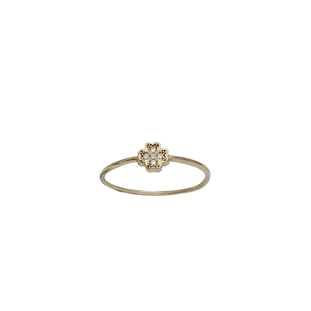 Zirconia Flower Leaf Ring (14K)