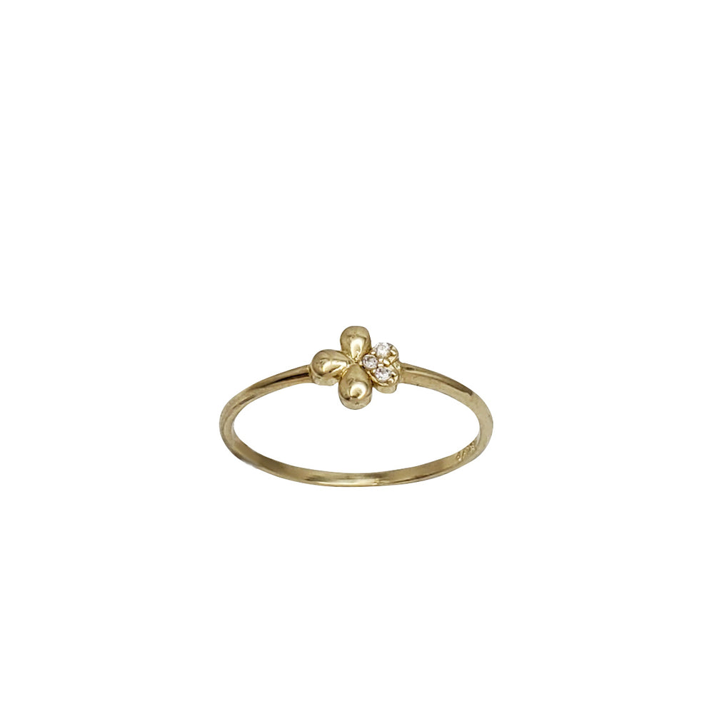 Zirconia Plumeria Flower Ring (14K)