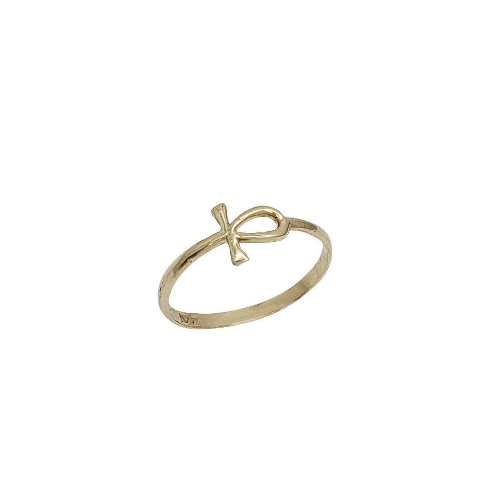 Plain Ankh Cross Band Ring (14K)