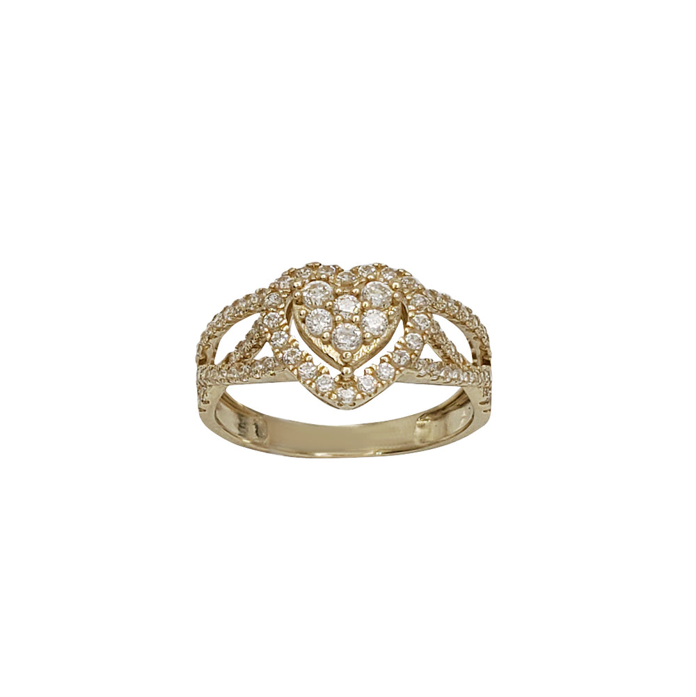 Zirconia Heart Criss Cross Promise Ring (14K)