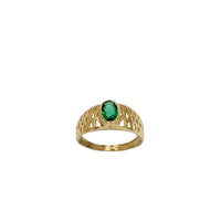 Baby-Sized/ Pinky Green Oval Birthstones Ring (14K)