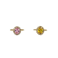 Zirconia Solitaire Oval-Halo Engagement Ring (14K)