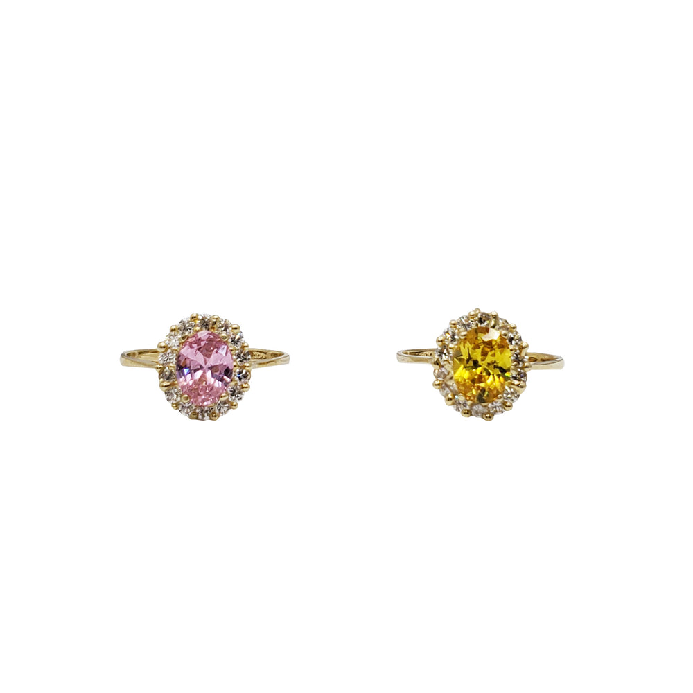 Zirconia Solitaire Oval-Halo Engagement Ring (14K)