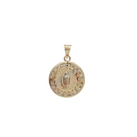 Tricolor Zirconia Round Virgin Mary/Guadalupe Pendant (14K)