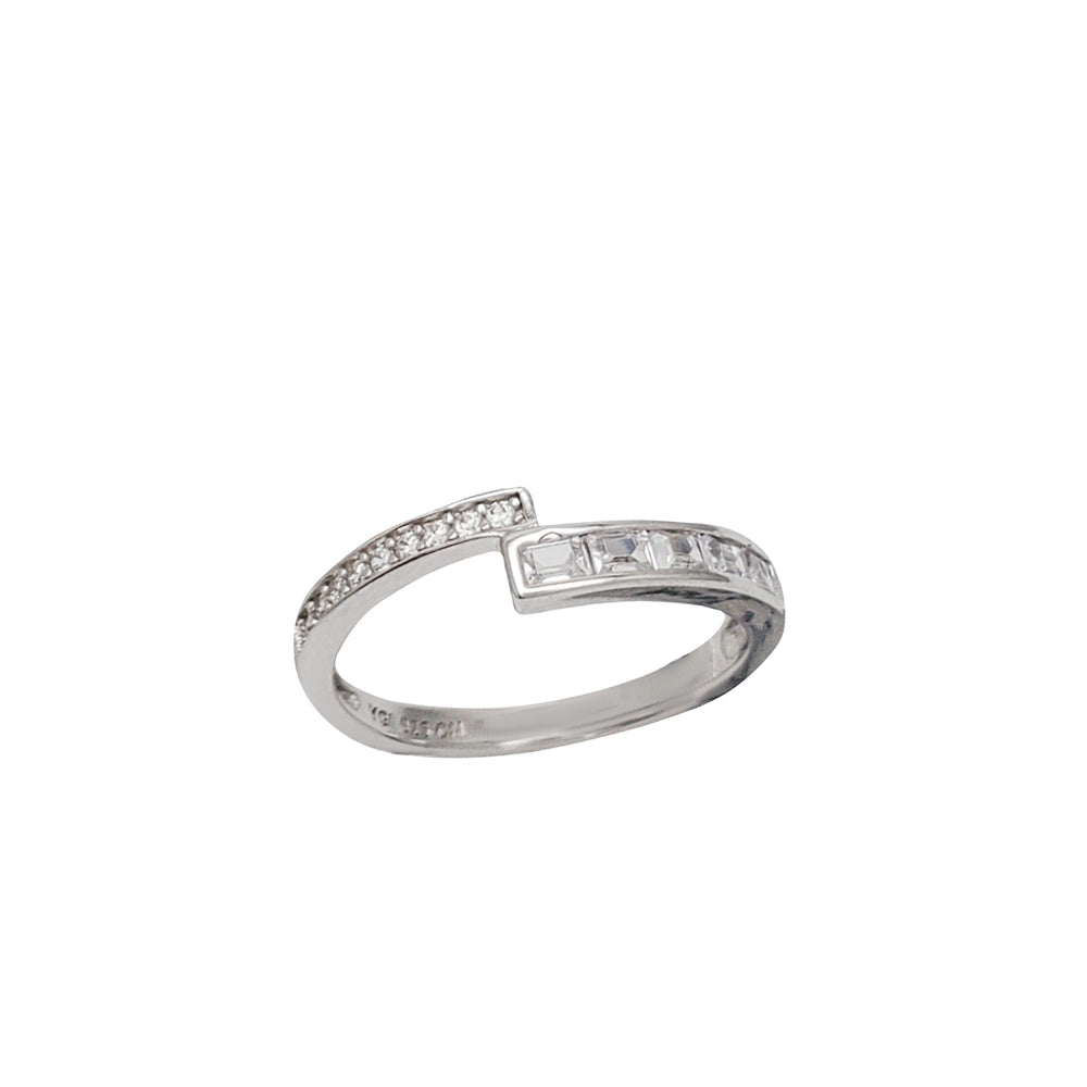 Baguette Round CZ Fancy Wedding Ring (Silver)