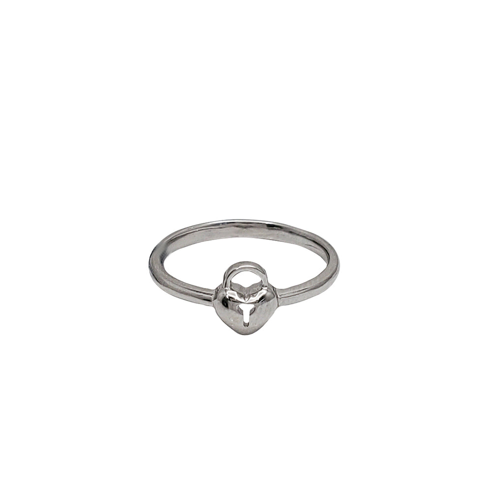 Plain Heart Lock Lady Ring (Silver)