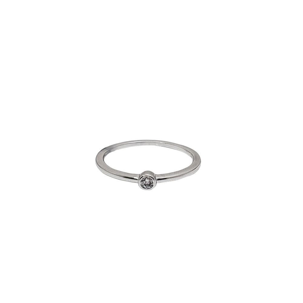Bezel Set Round Solitaire Ring (Silver)
