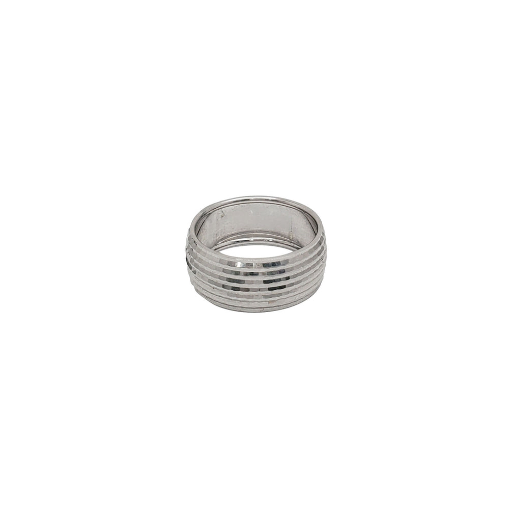 Diamond-Cut Wedding Band Ring (Silver)